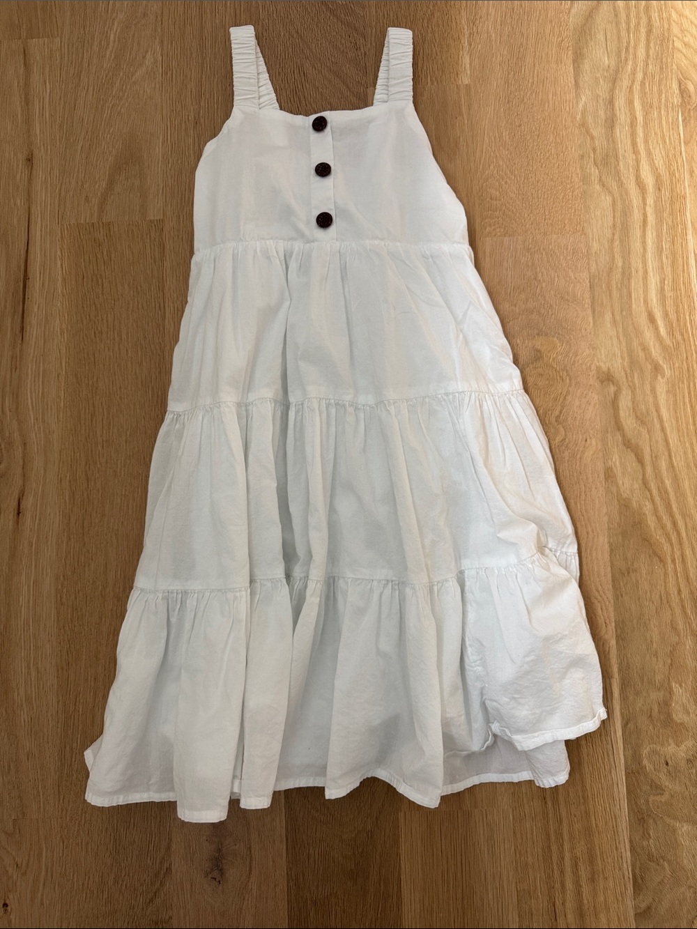 Crewcuts White Tiered Maxi Dress with Dark Button Accents